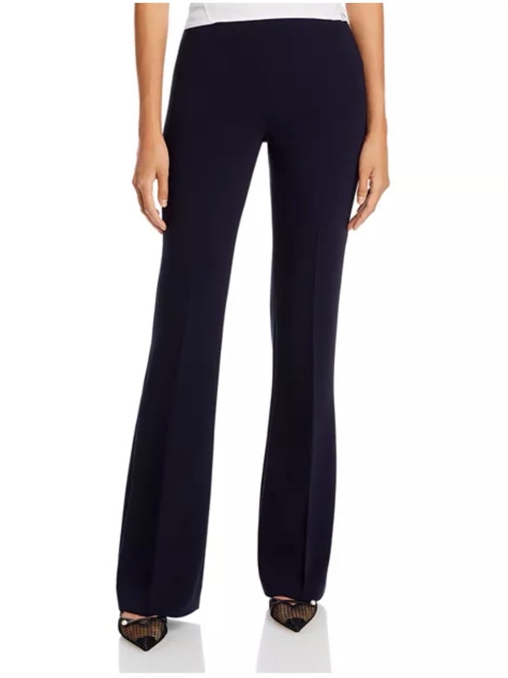 Theory Pull On Demitria Admiral Crepe Flared Black Pants Size 6